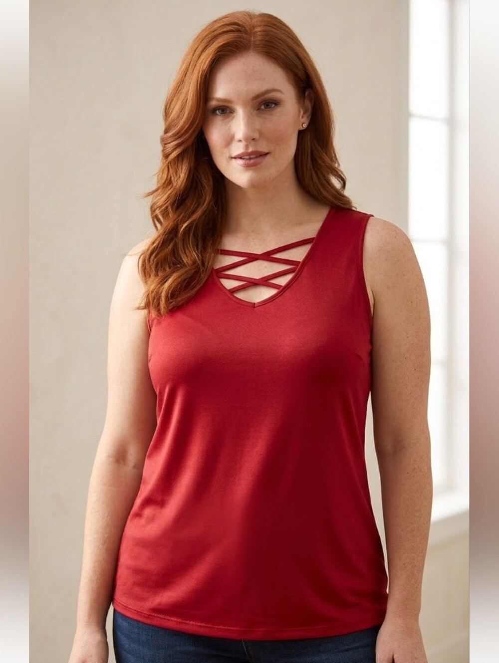 Cute Crisscross Sleeveless Blouse